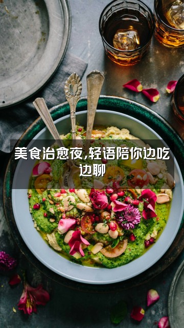 抖音大千子（轻语助眠）视频封面：美食治愈夜，轻语陪你边吃边聊